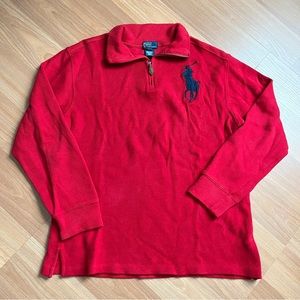 Polo Ralph Lauren Red 1/4 Zip Sweater Boys Large 14-16 Gently worn